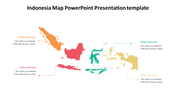 Indonesia map slide with various color-coded regions and space for text annotations.