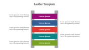 Ladder infographic with multi-colored steps and placeholder text areas on either side.