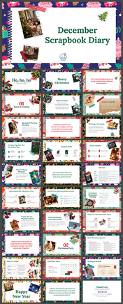 December Scrapbook Diary PowerPoint and Google Slides Themes