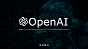 Slides showing open AI's with topics like goals, mission, milestones, Chat GPT, and API usage, in a modern layout.