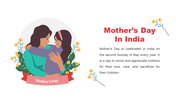 A colorful heartwarming image of a mother and daughter hugging, surrounded by flowers, symbolizing Mother's Day in India.