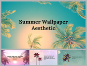 A pack of slides with palm trees and a fading sky background with a text area at the center.