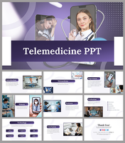 Telemedicine PPT showcasing various slides on telemedicine introduction, history, and technology.