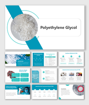 Slide deck close-up image of polyethylene glycol granules with a labels and explanations on the side.