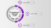 Eye-Catching Purple Gearwheel Process Flow PPT Template