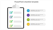 Slide featuring a checklist with a clipboard graphic and four colorful checkboxes with corresponding text.