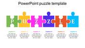 Puzzle-themed slide featuring six interlocking pieces in various colors, with text captions underneath.