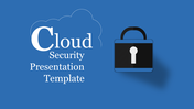 Slide with title in a cloud shape on the left and a black padlock graphic on the right against a blue backdrop.