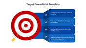 Slide featuring a bullseye target graphic, highlighting four steps for identifying target markets for products.