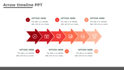 Best Arrow Timeline PPT With Six Nodes Slide Template