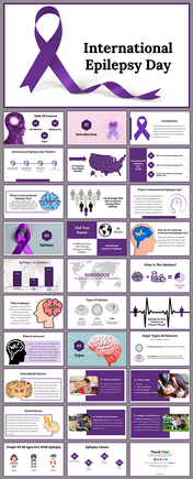 International Epilepsy day slides, highlighting epilepsy facts, seizure types, awareness campaigns, and global impact.