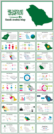 Informative slides showcasing the geography of Saudi Arabia, including maps and various statistical data.