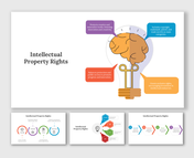 Slide deck on intellectual property rights with colorful diagrams, including circular, hexagonal, and linear designs.