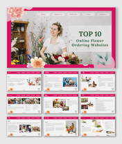 Elegant Top 10 Online Flower Ordering Websites PPT Template