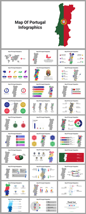 Attractive Map Of Portugal Infographics PowerPoint 