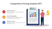 Competitive Pricing Analysis PPT template with sections on market research, price benchmarking, and dynamic pricing.