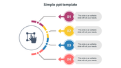 Simple template featuring a circular infographic with four colored steps, each linked to a text box.