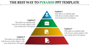 Pyramid PowerPoint template with four levels, each representing different business concepts and icons.