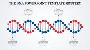 Colorful DNA double helix structure diagram slide with captions.