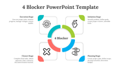 A pack of colorful 4 blocker slides showcasing four project stages with icons and text descriptions.