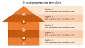 House-shaped infographic divided into five horizontal layers, each with an icon and caption areas.