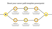 Career path template with numbered circles and captions to outline steps and stages.