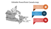 Gray Canada map featuring labeled provinces and three colored caption boxes with icons on the right.