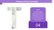 Company threats slide with a T shape image, and a purple box with rounded corners for text.