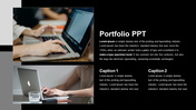 Portfolio PPT Presentation Templates with Two Nodes