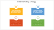 B2B marketing strategy slide featuring icons representing target, strategy, website, and email in a colorful text box.