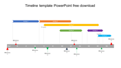 Timeline with colored arrows for activities and numbered milestones in red and green labels along a horizontal path.