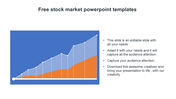 Stock market PowerPoint template with a line chart showing an upward trend and text area for audience engagement.