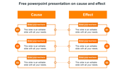 Circular cause and effect infographic with six stages, each depicted by red icons around a central gear icon.