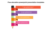 Educational presentation template with a pencil graphic and editable colored text banners.