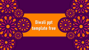 Decorative slide with a centered title banner and orange floral patterns, set on a purple background.