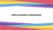 Simple background with a white center framed by colorful overlapping shapes in red, yellow, blue, green, and purple.