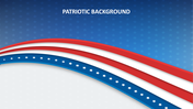 Patriotic themed background slide featuring red, white, and blue stripes with stars on a gradient blue backdrop.