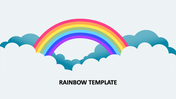 Colorful rainbow graphic with seven arcs, emerging from blue clouds, with a title at the bottom.