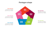 Pentagon shape divided into five colorful sections numbered 01 to 05 with matching text areas.