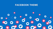 Blue background with floating like and dislike icons connected by thin lines, representing a Facebook theme.