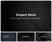 Dark-themed slides with an elegant black design and a motivational quote in the center.