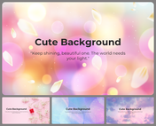 Collection of cute background slides with light, pastel shades, and floral elements, accompanied by positive quotes and text.