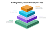 Layered pyramid structure template with multicolored blocks representing different levels with text captions.