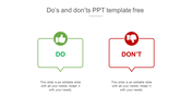 Do's and Don'ts template, showing a green approval icon and a red disapproval icon with a text area.