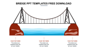 Slide featuring a simple illustration of a suspension bridge over water, with three text placeholders beneath.