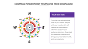 Compass PowerPoint slide with a colorful compass design on the left and a text box on the right.