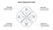 The Ikigai template displays the balance between passion, mission, vocation, and profession with text areas on each side.