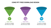 Free Cone PPT PowerPoint Design Download With Three Nodes