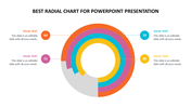 Colorful radial chart slide featuring text sections and data points with values 55, 60, 70, and 80 with placeholder text.