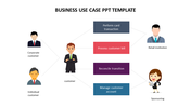 PowerPoint template for a business use case, featuring connections between a central customer and tasks.